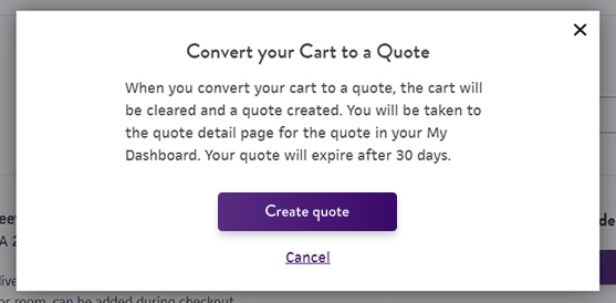 Screen shot of convert to quote module
