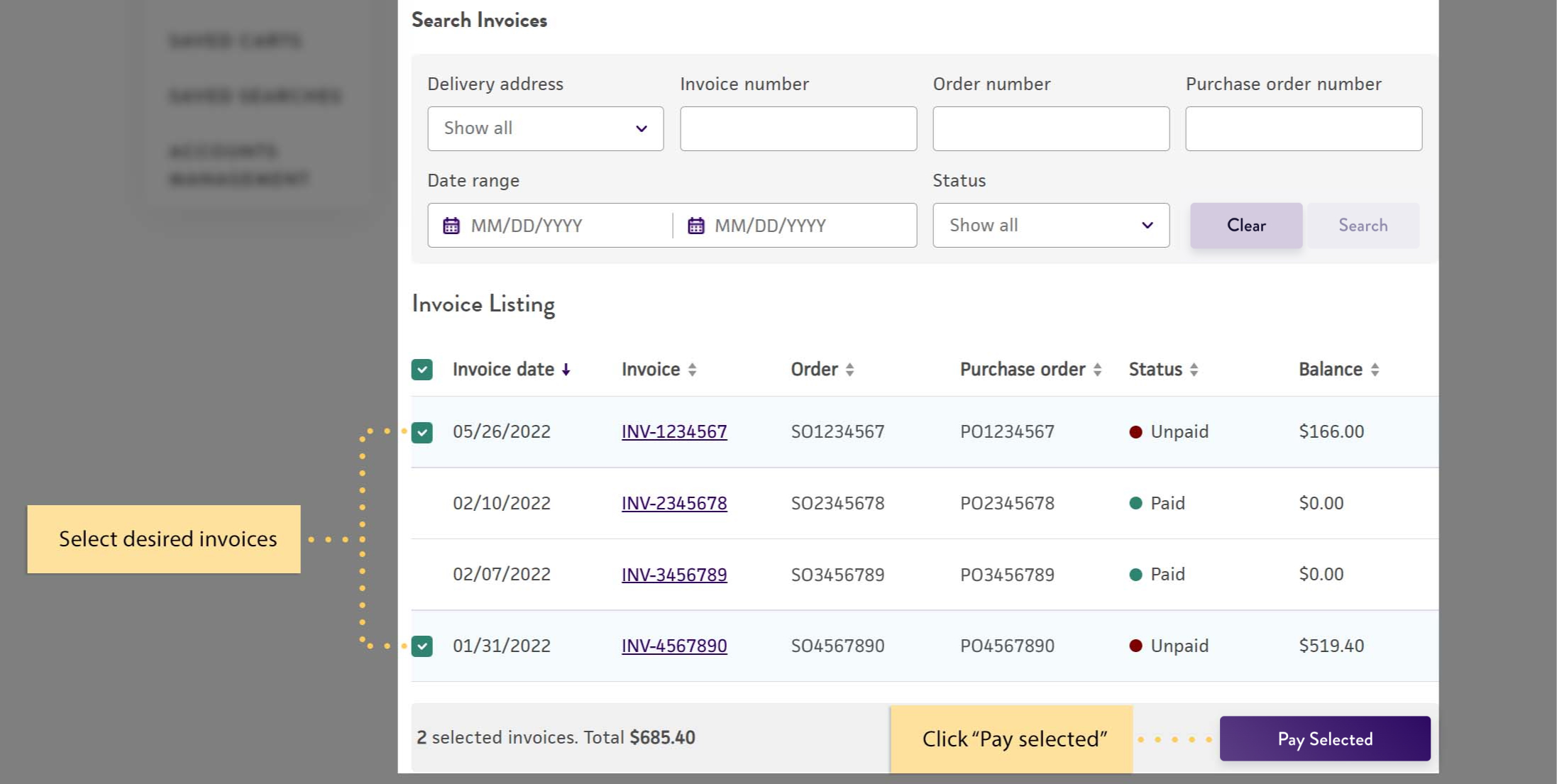 how to pay multiple invoices